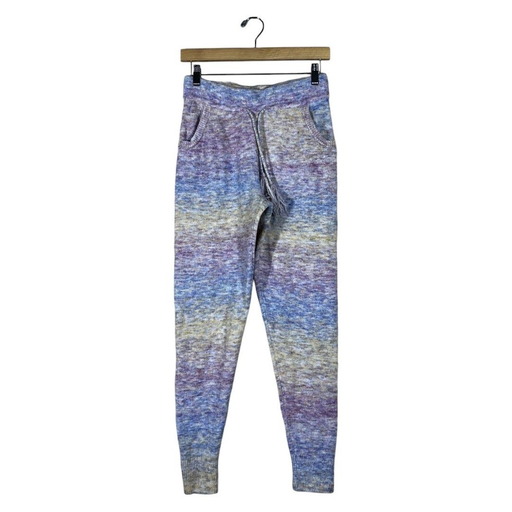 Vylette Knit Jogger Space Dye Lounge Pants Purple Blue Yellow Boho Cozy Size M
